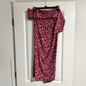 Vici Pink and Brown Abstract Wrap Skirt